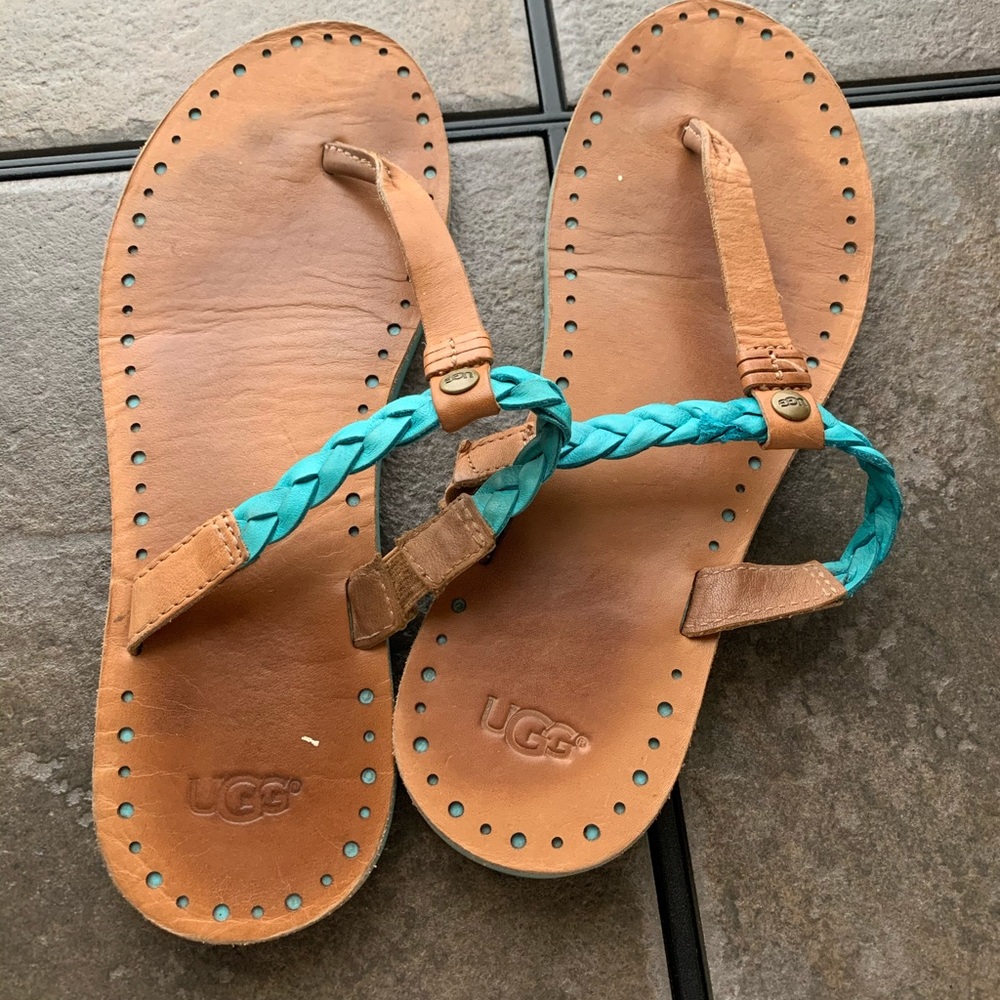UGG Braided Leather Flip Flops